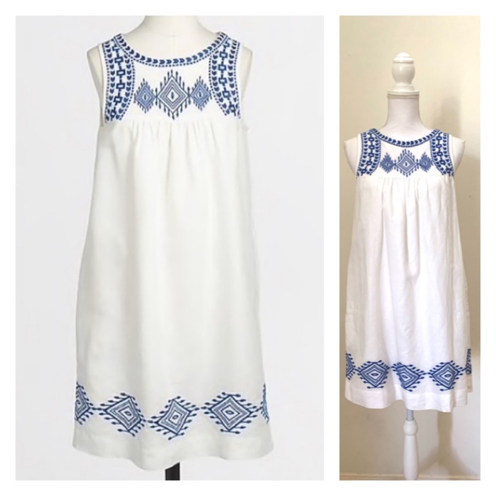 EUC✨J.Crew Linen Blend Embroidered Dress